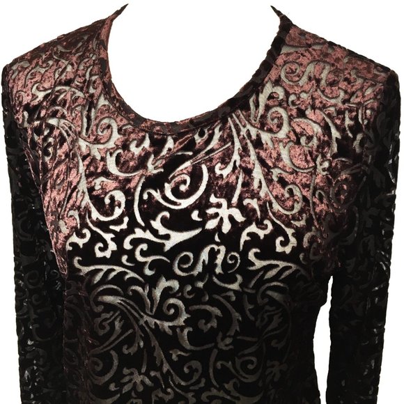 Ilyza Burn out velvet dark plum top Vtg Y2K - Picture 2 of 10